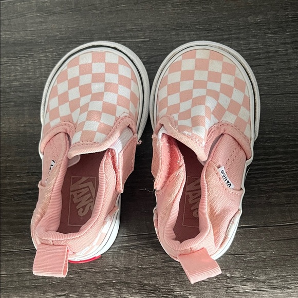 Vans Kids Slip-On Pink and White Checkered Sneakers Size 4 - Picture 6 of 7